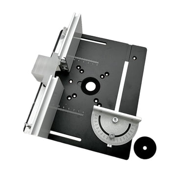 TFixol C8 Plaque d'Insertion de Table de Défonceuse en Alliage d'Aluminium avec Plaque de Support et Jauge d'Angle, Ensemble de 3 Pcs en Noir (Couleurs Optionnelles : Or/argent)