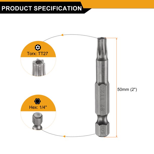 Lot 5 Embouts Torx Sécurité T27 – 1/4" Hex, Longueur 50mm, Aimantés, S2