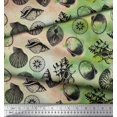 thumbnail image 3 of Soimoi Rayon Fabric Direction Compass & Seashell Ocean Printed Fabric 1 Yard 42 Inch Wide, 3 of 3