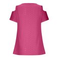 thumbnail image 5 of asjyhkr Womens off Shoulder Tops Summer Short Sleeve Breathable Lightweight Tees Solid Color Tshirts, 5 of 5