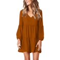 thumbnail image 2 of Follure Robe Mode Femme Unie Col en V Manches Longues Fluide Ample Robes d'Été pour Femmes, 2 of 4