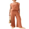 thumbnail image 3 of Women‘s 2 Piece Outfits Square Neck Cotton Tank Crop Top Wide Leg Pants Matching Lounge Set Tracksuit Pockets, 3 of 8
