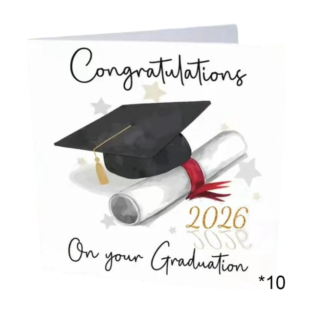 2026 Graduation Card, 10pcs Congrats Grad for High School, College, University, 2026 Graduation Party, Elegant Graduation Greeting Card for Graduate, High School or College Graduation