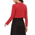 thumbnail image 3 of INSPIRE CHIC Women's Open Front Bolero Shrug Curved Hem Crop Top Cardigan Red XL, 3 of 4