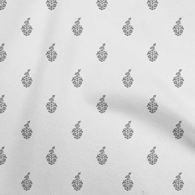 oneOone Rayon White Fabric Asian Floral Block Craft Projects Decor Fabric Printed By The Yard 56 Inch Wide