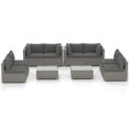 thumbnail image 1 of Gymax Ensemble de Conversation en Rotin PE pour Canapé Sectionnel 10 Pcs Gris, 1 of 8
