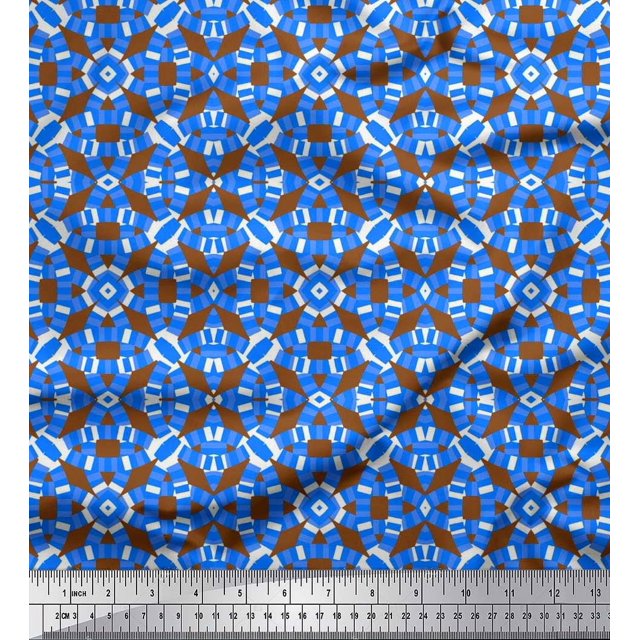 Soimoi Cotton Voile Fabric Abstract & Circle Geometric Print Fabric by The Yard 56 Inch Wide