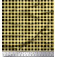 thumbnail image 1 of Soimoi Yellow Heavy Satin Fabric Check Check Print Sewing Fabric Yard 54 Inch Wide, 1 of 4