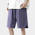 thumbnail image 4 of Styesk Mens Shorts Men New Solid Color Casual Fashion Loose Drawstring Exercise Short Pants, 4 of 7