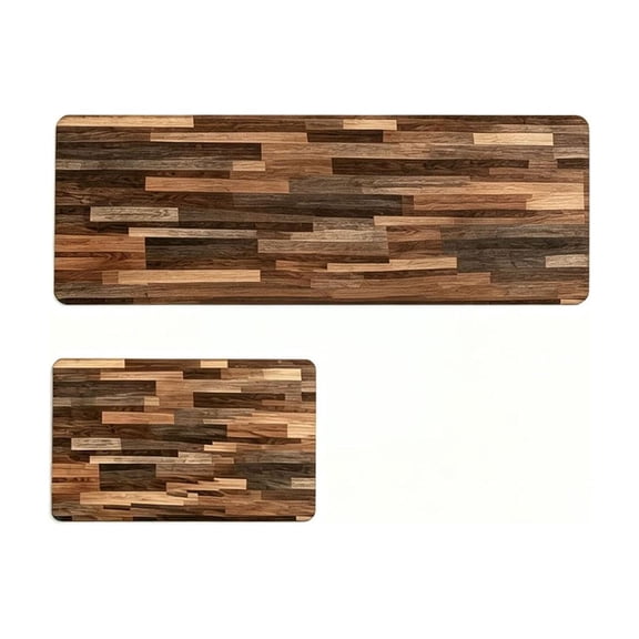 HWRETIE Ensemble de 2 Paillassons Rustiques à Grain de Bois Antidérapants Tapis d'Entrée Intérieur Extérieur Cuisine Chambre Salon Tapis Décoratif pour la Maison Tapis de Sol