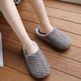 thumbnail image 2 of Mens and Womens Furry Slippers Flannel Lining Close Toe Solid Color Simplicity Thick Bottom Memory Foam Comfortable Non-Slip Warm Winter Home Slippers Gray, 2 of 6