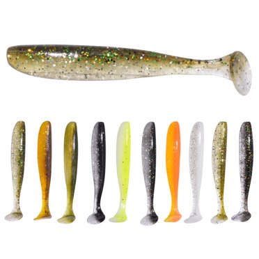 Nosii 10 Pcs Leurres de Pêche Souples Réalistes en Forme de Queue de T vers Appâts Matériel de Pêche