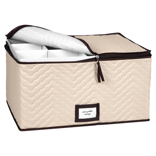 HOLDN' STORAGE Étui de Rangement pour Verres à Vin 12 - Microfibre Douce, 19 Pouces x 9.5 Pouces x 14 Pouces