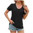 thumbnail image 2 of AherBiu Womens Tops Puff Short Sleeve Crewneck T Shirts Spring Summer Casual Solid Color Tees Blouses, 2 of 6