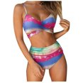 thumbnail image 1 of Flywake Women Criss Cross High Waisted String Floral Printed Print Bandage 2 Piece Bathing Suits, 1 of 9