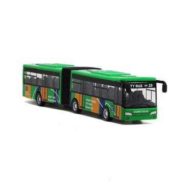 fastboy Double Sections Baby Pull Back Car Bus Children Toy Model Display Toddlers Collection Ornaments Birthday Interactive Toys Green