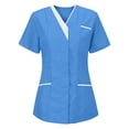 thumbnail image 1 of BVOFAR Nursing Scrub Tops for Women Work Uniforms V Neck Short Sleeve Scrubs with Pockets Cleaning Uniform, 1 of 2