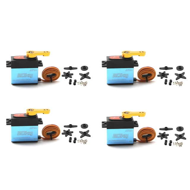 4 Pcs Servo Numérique 20kg Couple Élevé 180° Acier Inoxydable Servo à Engrenages pour Télécommande 1/8 1/10