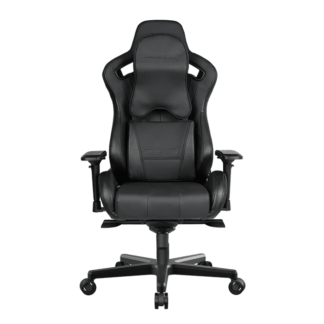Premium black Anda Seat Dark Knight gaming style office chair featuring ergonomic design, adjustable armrests, and lumbar support cushions for comfort.