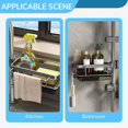 thumbnail image 4 of Shower Soap Dish With Hook Kitchen Sink Faucet Organizer 2024 New Dish Sponge Holder Over Faucet Kitchen Sink Caddy Organizer Multifunction Organizer Rack For 0.71.1inch Round Water Pipe Black, 4 of 8