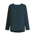 thumbnail image 1 of Yuyuzo Long Sleeve Shirts for Men Cotton Linen Notch V Neck Solid Color Casual Fall Winter Basic Tops, 1 of 5