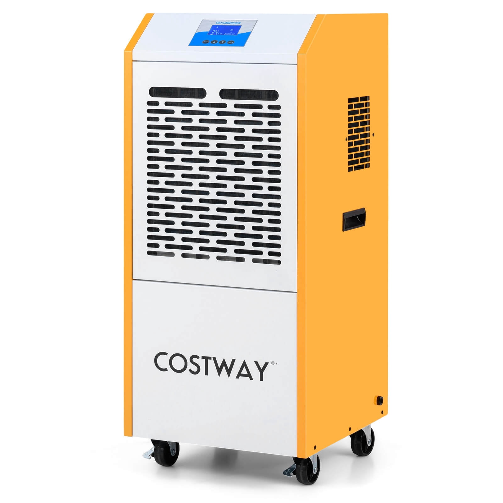 Déshumidificateur Costway 290 pintes avec pompe Minuteur 24H et roues Jaune + Blanc 9000 pi² de surface de couverture