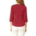 thumbnail image 3 of INSPIRE CHIC Blouse pour Femme Col en V Manches 3/4 Pois devant Boutonné Haut m Rouge, 3 of 8