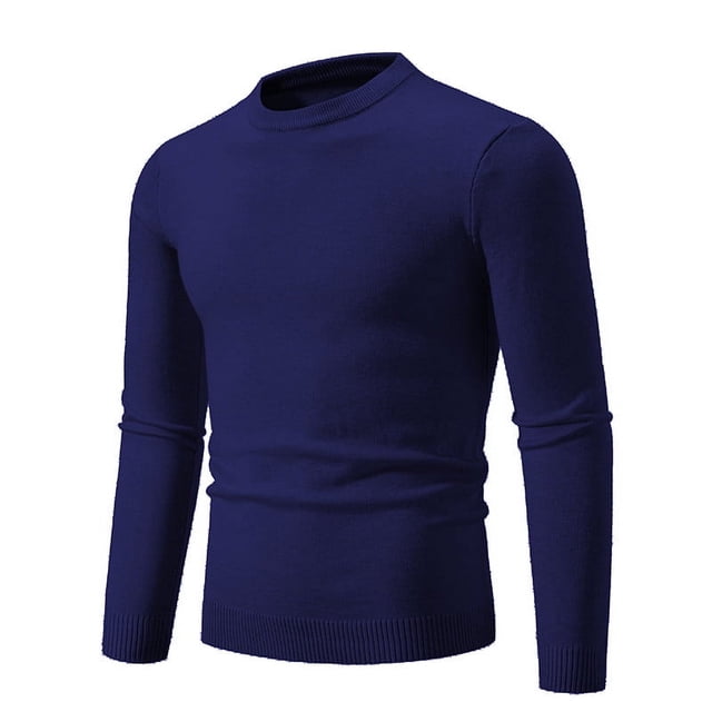 Besolor Mens Sweaters Casual Round Neck Long Sleeve Pullover Blouse Plus Size Solid Color Knitted Thermal Basic Tops