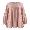 thumbnail image 4 of Babysbule Liquidation Haut d'Été pour Femmes Blouse à Manches Longues Lanterne à Col Rond pour Femmes Hauts, 4 of 8