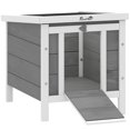thumbnail image 1 of PawHut Wooden Rabbit Hutch Bunny Cage w/ Run & Tray, Grey, 1 of 6