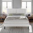 thumbnail image 1 of VECELO Full Bed Frame with Adjustable Height Headboard, Upholstered Button Tufted Platform Bed for Bedroom, No Box Spring Needed, Easy Assembly, White, 1 of 8