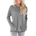 thumbnail image 1 of RXIRUCGD Tendance Décontracté Hauts à Manches Longues pour Femmes Articles en Liquidation Mode Femme T-Shirt à Col Rond à Manches Longues Été Uni avec Poche Blouse Ample Hauts Hauts pour Femmes, 1 of 6