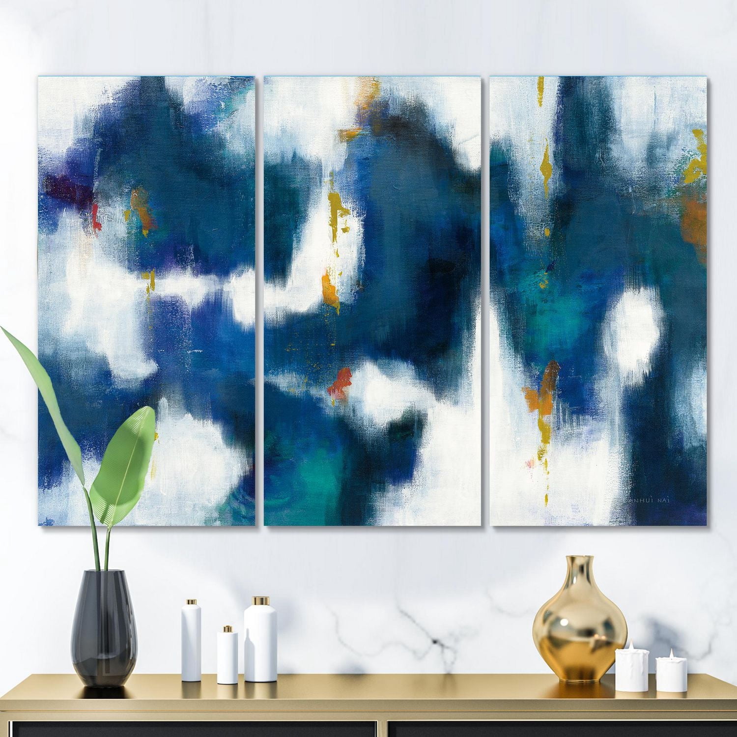 Designart Texture glam bleue II Art mural sur toile