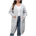thumbnail image 1 of CEHVOM Women's Fashion Solid Color Plus-Size Loose MIDI Style Double Pockets Sweater Tops Clearance, 1 of 4