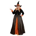 thumbnail image 1 of Women's Plus Size Sparkling Orange Witch Costume, 1 of 8
