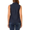 thumbnail image 3 of INSPIRE CHIC Chemise Sans Manches à Col Pointu à Simple Boutonnage pour Femme m Bleu Foncé, 3 of 7