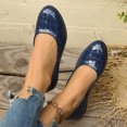 thumbnail image 4 of Flat for Womens Slip on Almond Toe Stone Embossing Micro Wedge Soft Sole Spring Summer Casual Shoes Dark Blue, 4 of 9
