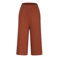 thumbnail image 2 of Birdeem Womens Spring Solid Color Elastic Waist Cotton Linen Versatile Straight Tube Casual Wide Leg Pants, 2 of 9