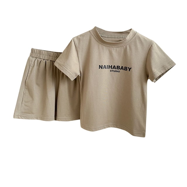 Chemises pour Filles Enfants Imprimé Ample Garçon Fille Poches Shorts Manches Courtes Col Rond Blouses Ensembles T-shirt