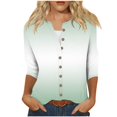 thumbnail image 1 of cfhntfmh 3/4 Length Sleeve Womens Tops Fashion V Neck Loose Printed Cardigans Lounge Buttons down Blouses, 1 of 5