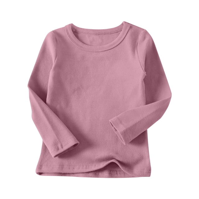 Vêtements de Mode Chandail en Liquidation Unisexe Garçons Filles Coton Chandail à Manches Longues Décontracté Col Ras du Cou Hauts Bas Confortable Uni sous-Vêtement T-Shirts Blouse pour Tout-Petits Chandail à Enfiler pour Filles Nouveaux Taille 1-2 Ans