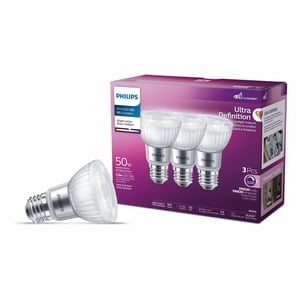 PHILIPS 5.5W 50W PAR20 Medium Base Ultra High Definition Bright White Dimmable LED Light Bulbs - 3 Pack