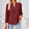thumbnail image 4 of Pompotops T-shirt Ample à Manches Longues pour Femme, Uni, Col en V, en Solde, 4 of 7