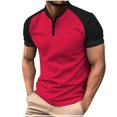 thumbnail image 1 of Kaemgyyd Men's Casual Henley Shirts Stylish Color Block Short Sleeve Summer Tops Lightweight Button Crew Neck Pullover Basic Tees, 1 of 5