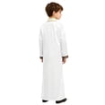 thumbnail image 2 of Moggemol Garçons Tunique Maxi à Manches Longues Dubai Traditionnel Satin Soyeux Faux Fendu Robe Blanche 10, 2 of 7