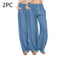 thumbnail image 3 of FNFYFH Liquidation Pantalons Longs Décontractés en Lin pour Femmes Grande Taille Unis, 3 of 5