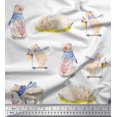 thumbnail image 1 of Soimoi polyester Crepe Fabric Cycle,Rabbit & Bear Kids Printed Fabric 1 Yard 52 Inch Wide, 1 of 2