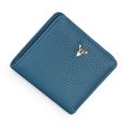 thumbnail image 2 of mmirethe Women Short Mini Wallet Chic Deer Button Purse Solid Color Soft Leather Handbag Cash Photo Card Holder Large Capacity Lake blue, 2 of 6