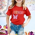 thumbnail image 2 of PMVFHDE Hauts de Bain pour Fille T-Shirt Fille d'Anniversaire à Manches Courtes T-Shirt d'Été à Col Rond Coupe Décontractée Chandails de Base Rouge, 12-13 Ans, 2 of 4