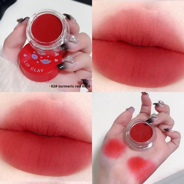 Pusam Teinte pour les Lèvres, 2 en 1, Effet Imperméable, Longue Tenue, Résistant à la Transpiration, Ne Colle Pas aux Lèvres, Maquillage Naturel, Forme de Pot de Pigment